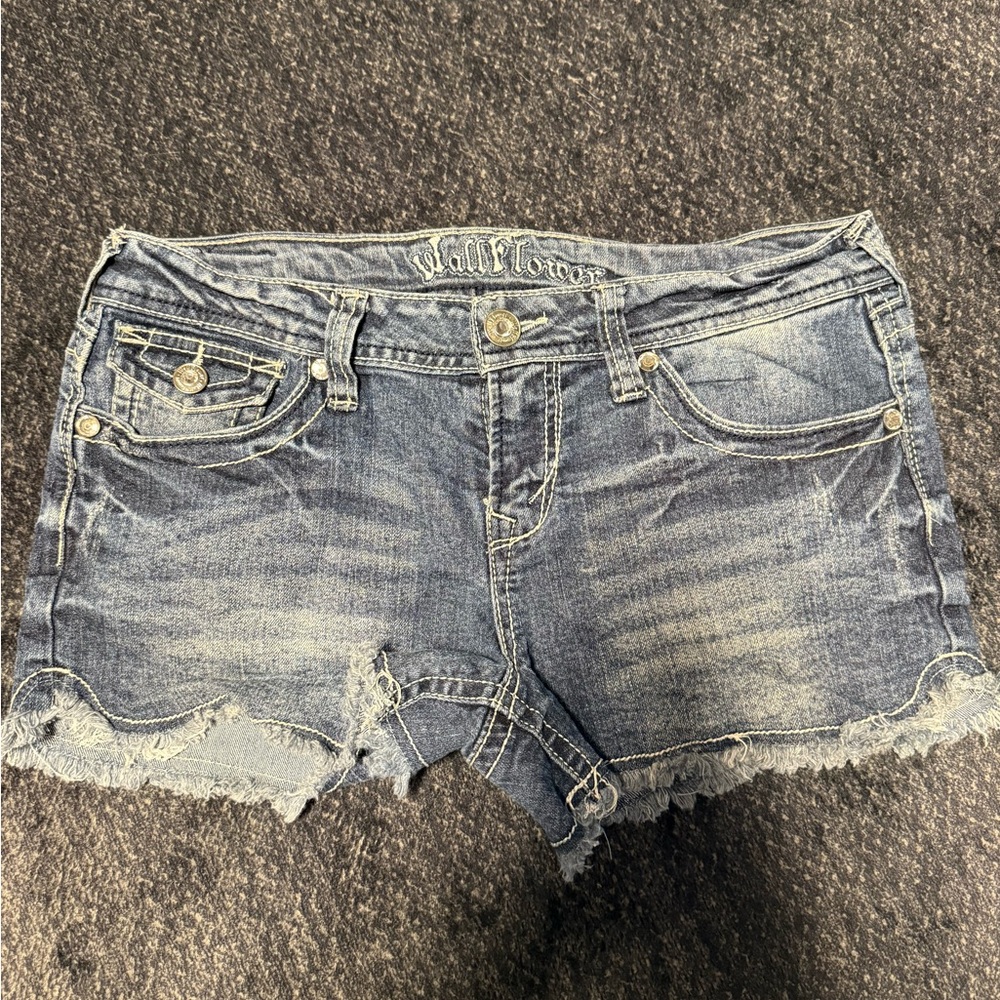 Wallflower Women's Distressed Blue Jean Shorts